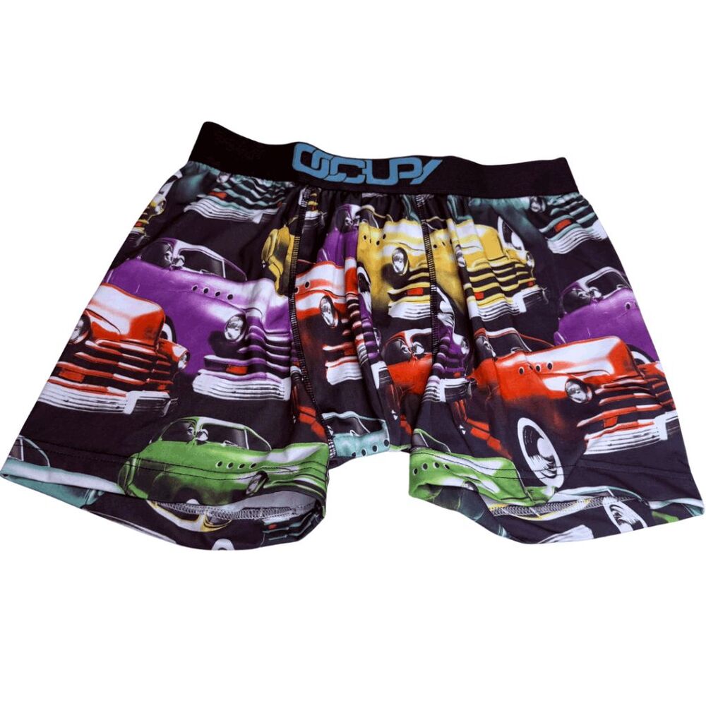 Occupy Men's Car Print Stretchy Underwear Boxer‎ Brief Multicolor Large
